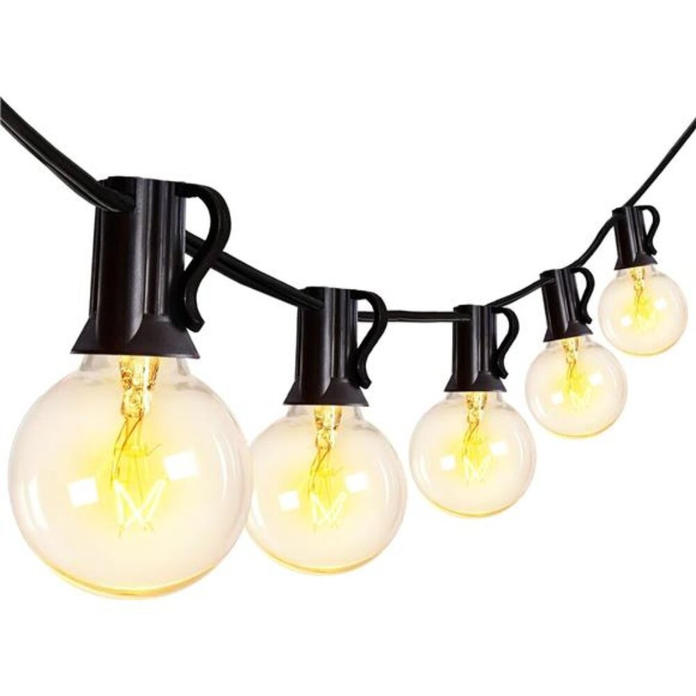 Outdoor String Lights 25feet Patio Lights with 27 G40 Bulbs (2 Spare)Connectable